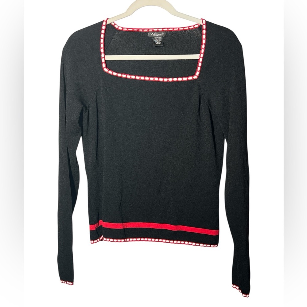 Red and Black Preppy Street Couture Knit  Top size XL  Chic Office